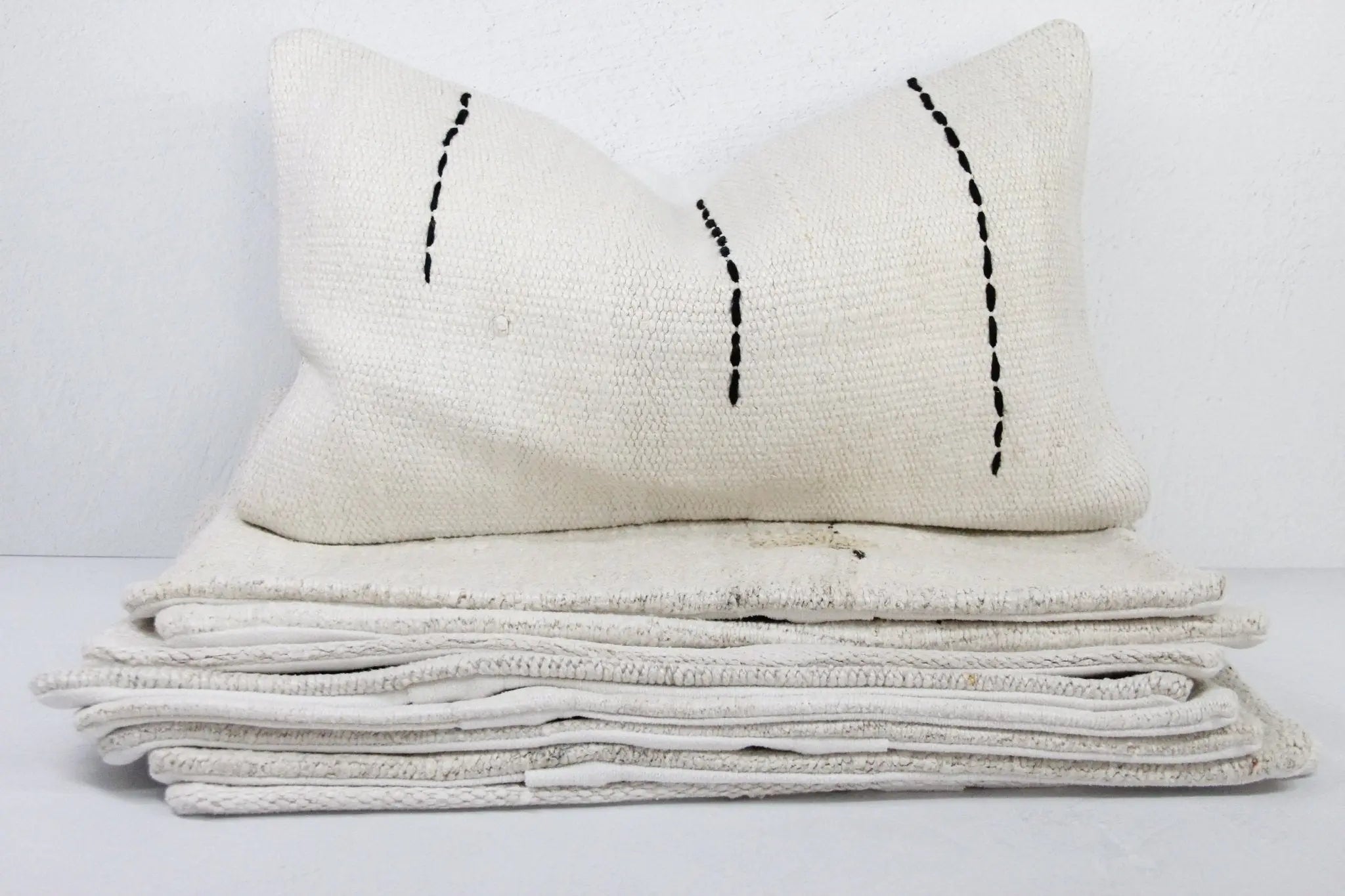 Vintage Hemp Pillow | Organic Hand Woven | Small Lumbar - Debra Hall Lifestyle