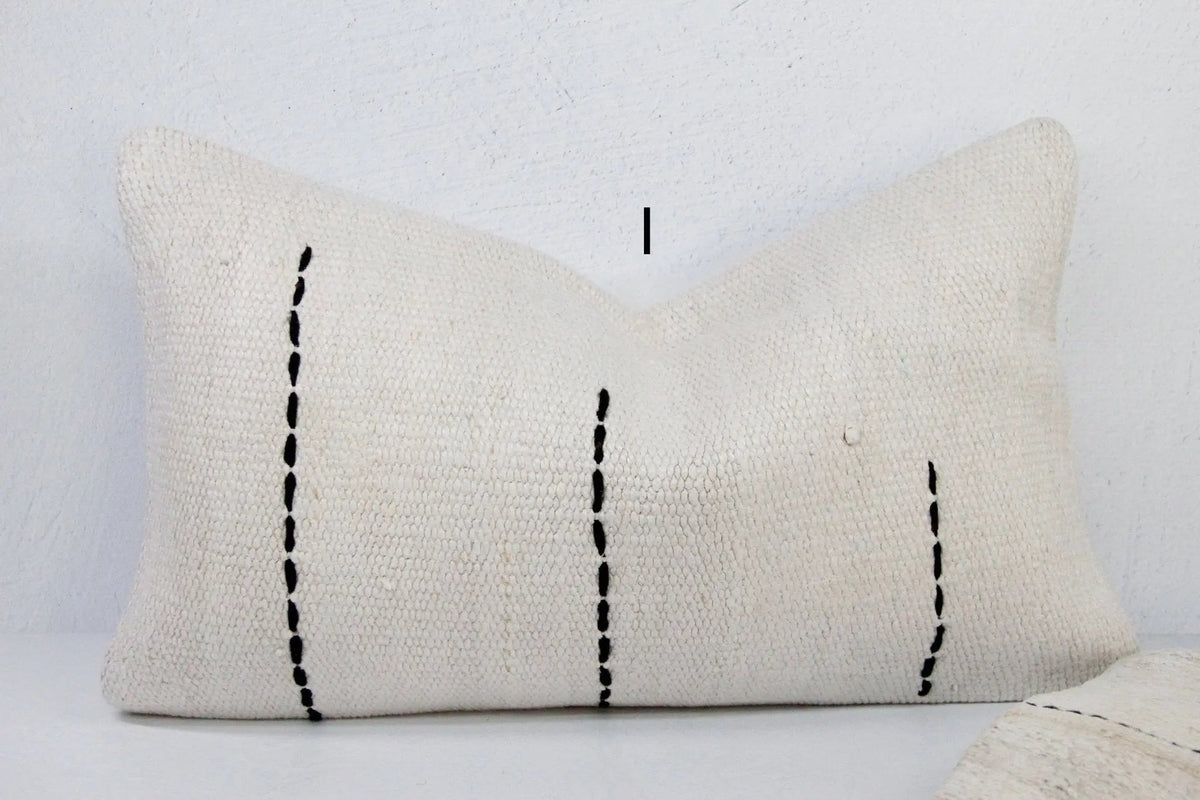 Vintage Hemp Pillow | Organic Hand Woven | Small Lumbar - Debra Hall Lifestyle