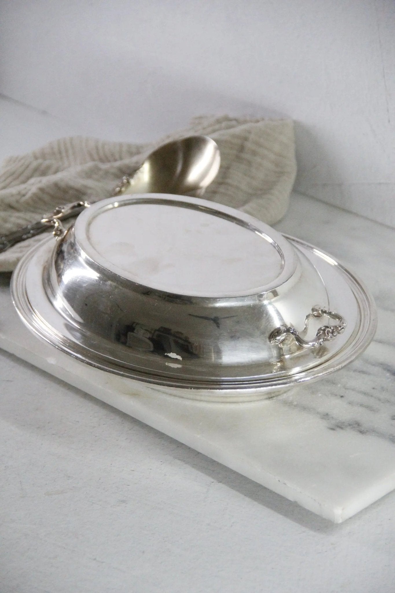 Vintage Hotel Silver Covered Dish | Reed & Barton Silver Soldered 1941 - Debra Hall Lifestyle
