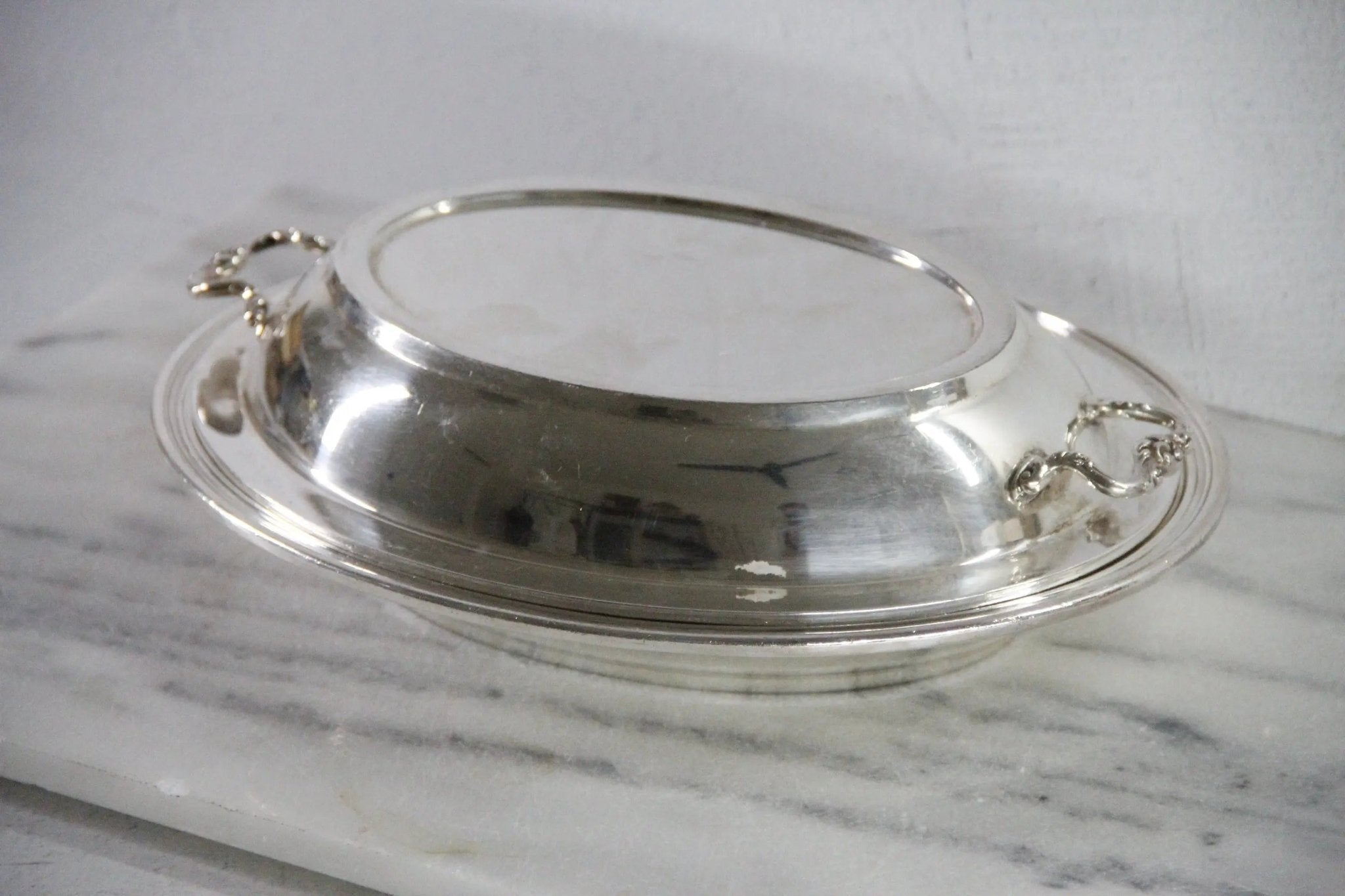 Vintage Hotel Silver Covered Dish | Reed & Barton Silver Soldered 1941 - Debra Hall Lifestyle