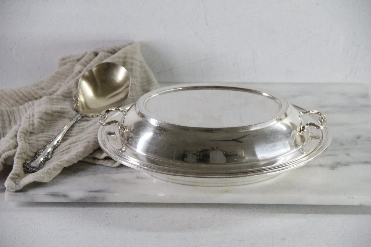 Vintage Hotel Silver Covered Dish | Reed & Barton Silver Soldered 1941 - Debra Hall Lifestyle