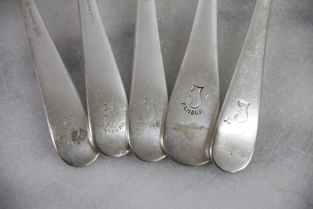 Vintage Hotel Silverware | 5 Hamburg Hotel Crest Spoons - Debra Hall Lifestyle