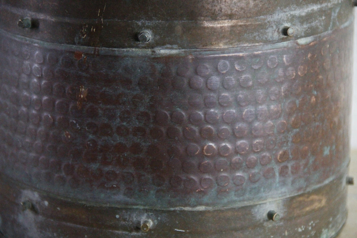 Vintage Indian Copper Bucket Elephant Handles Hammered Vessel - Debra Hall Lifestyle