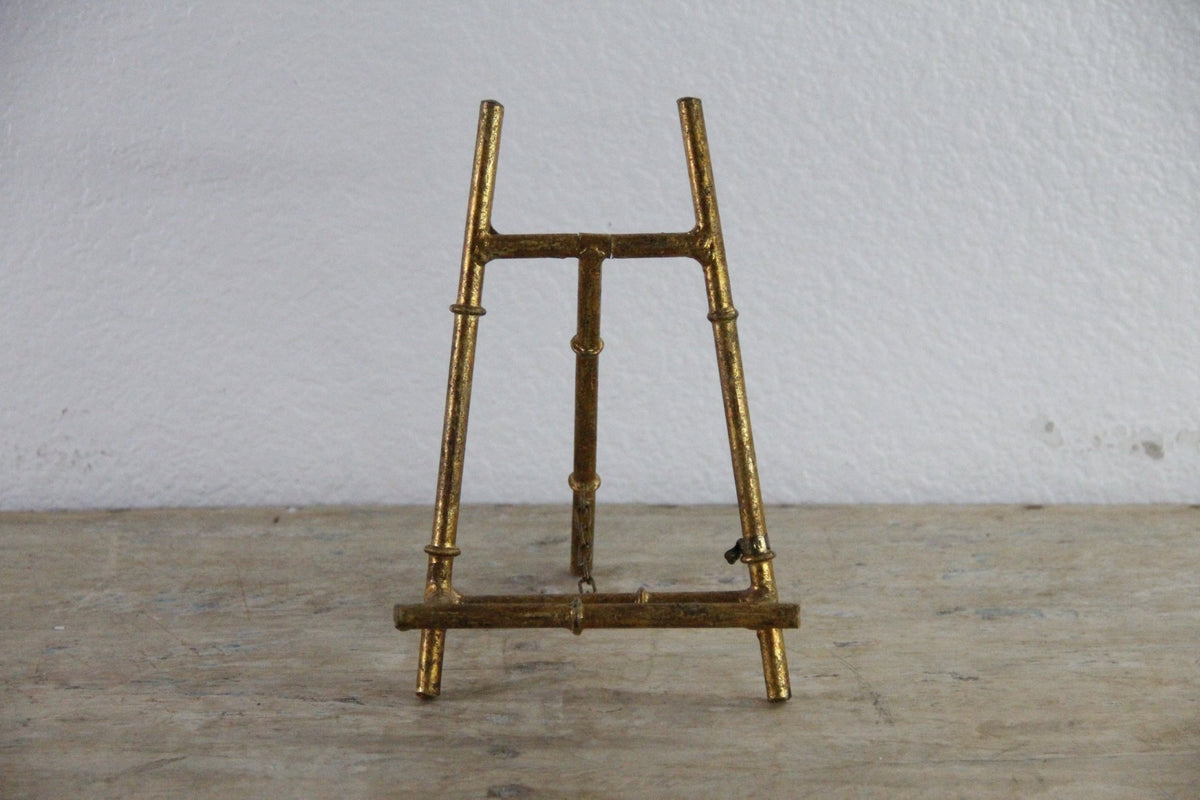 Vintage Italian Florentine Easel Gold Metal Faux Bamboo Stand - Debra Hall Lifestyle