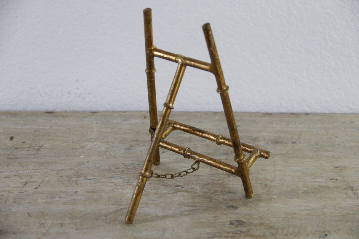 Vintage Italian Florentine Easel Gold Metal Faux Bamboo Stand - Debra Hall Lifestyle