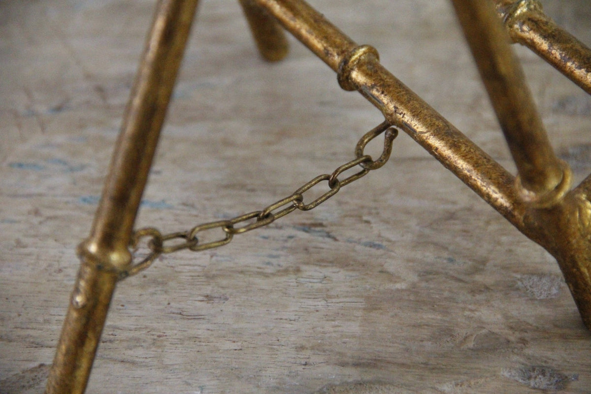 Vintage Italian Florentine Easel Gold Metal Faux Bamboo Stand - Debra Hall Lifestyle