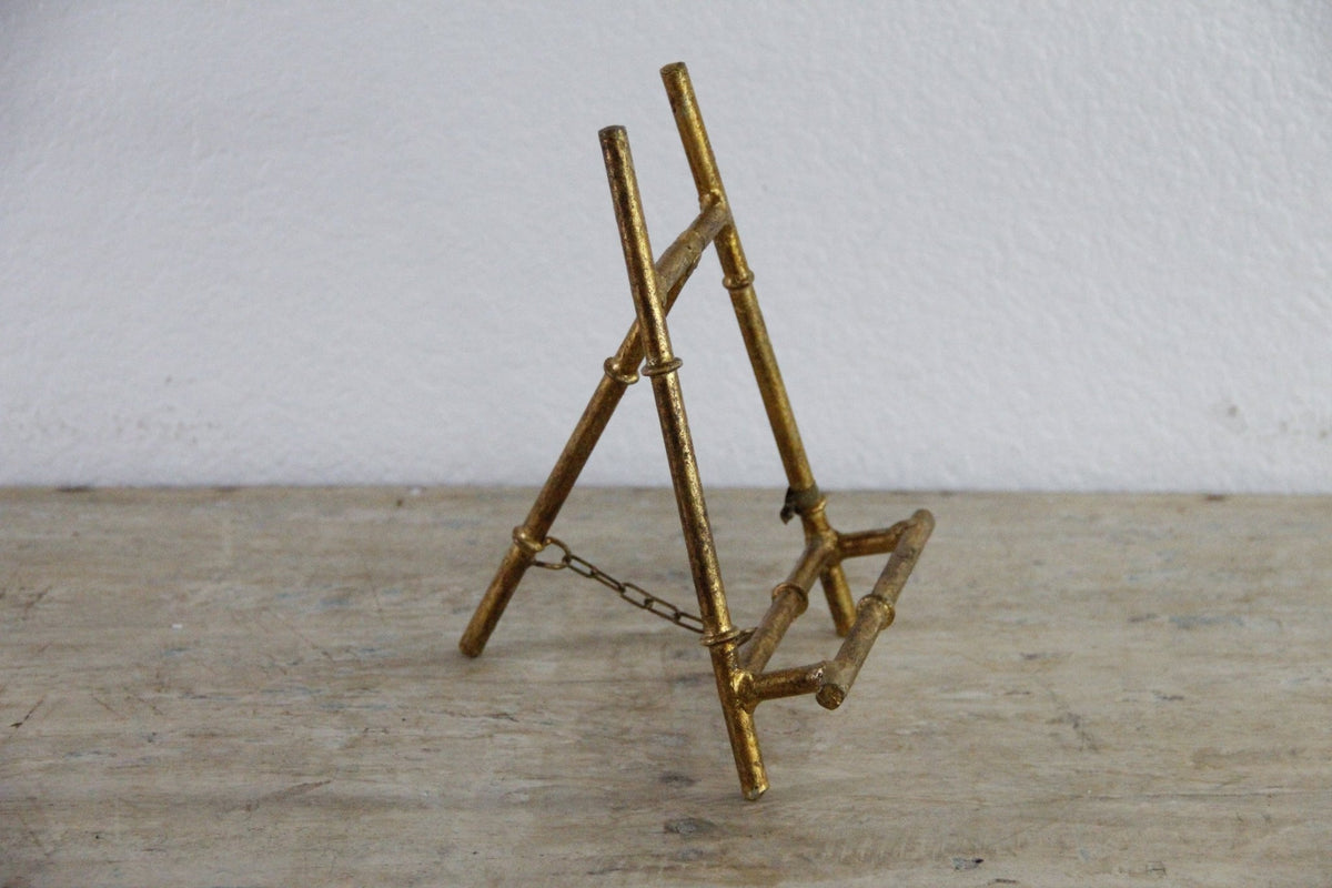 Vintage Italian Florentine Easel Gold Metal Faux Bamboo Stand - Debra Hall Lifestyle