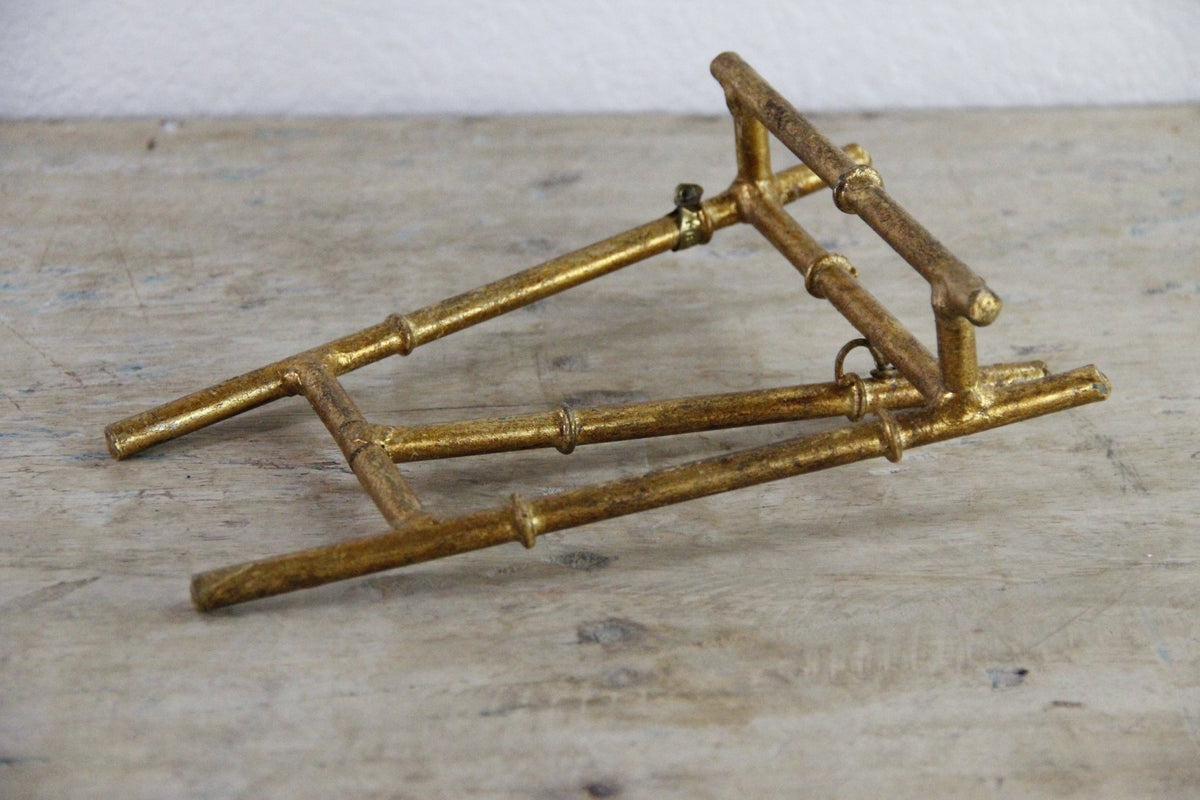 Vintage Italian Florentine Easel Gold Metal Faux Bamboo Stand - Debra Hall Lifestyle