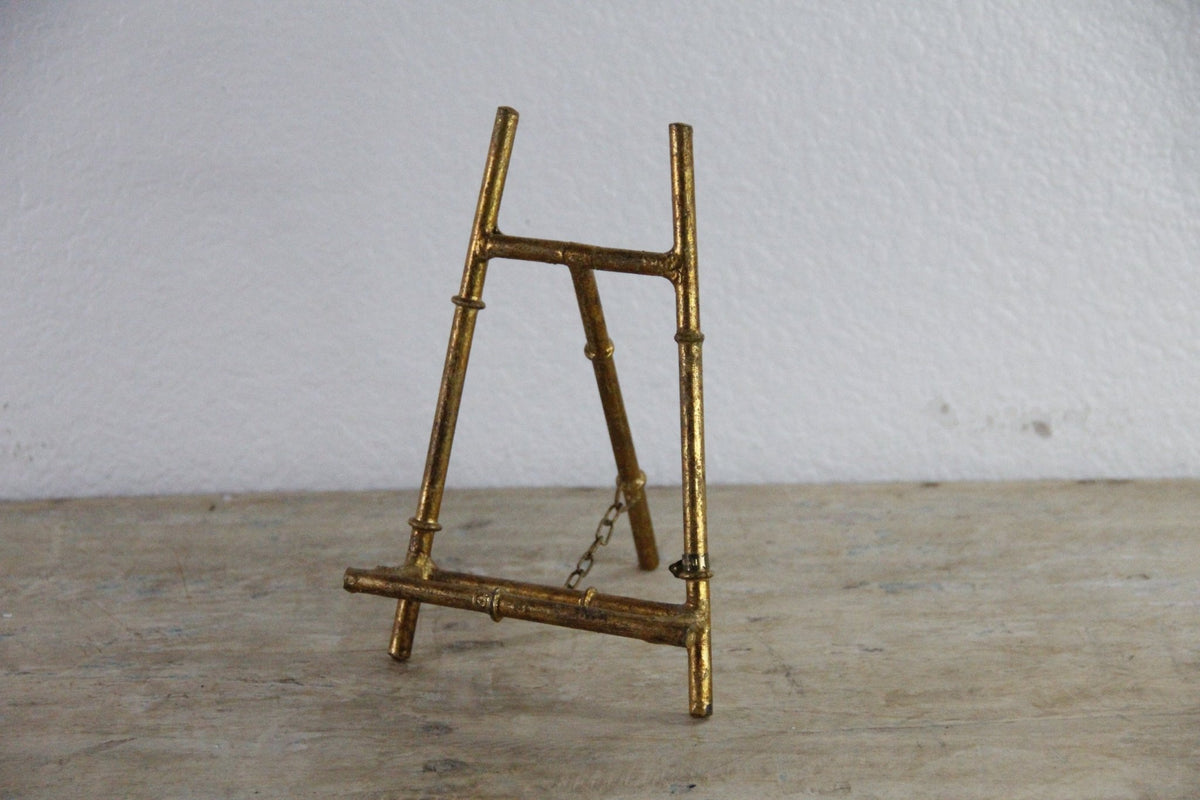 Vintage Italian Florentine Easel Gold Metal Faux Bamboo Stand - Debra Hall Lifestyle