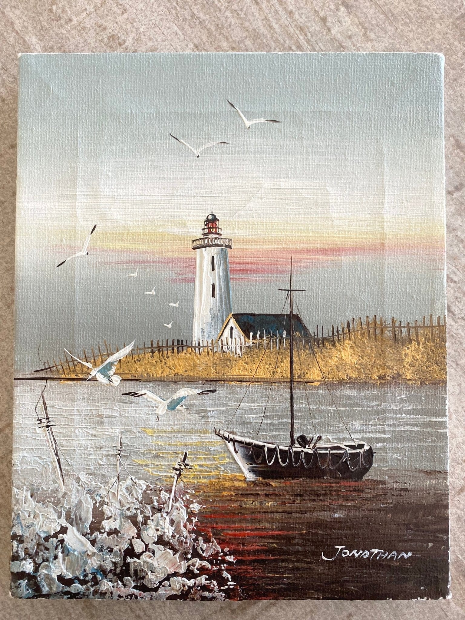 Vintage Lighthouse Oil Painting | Canvas Art Art