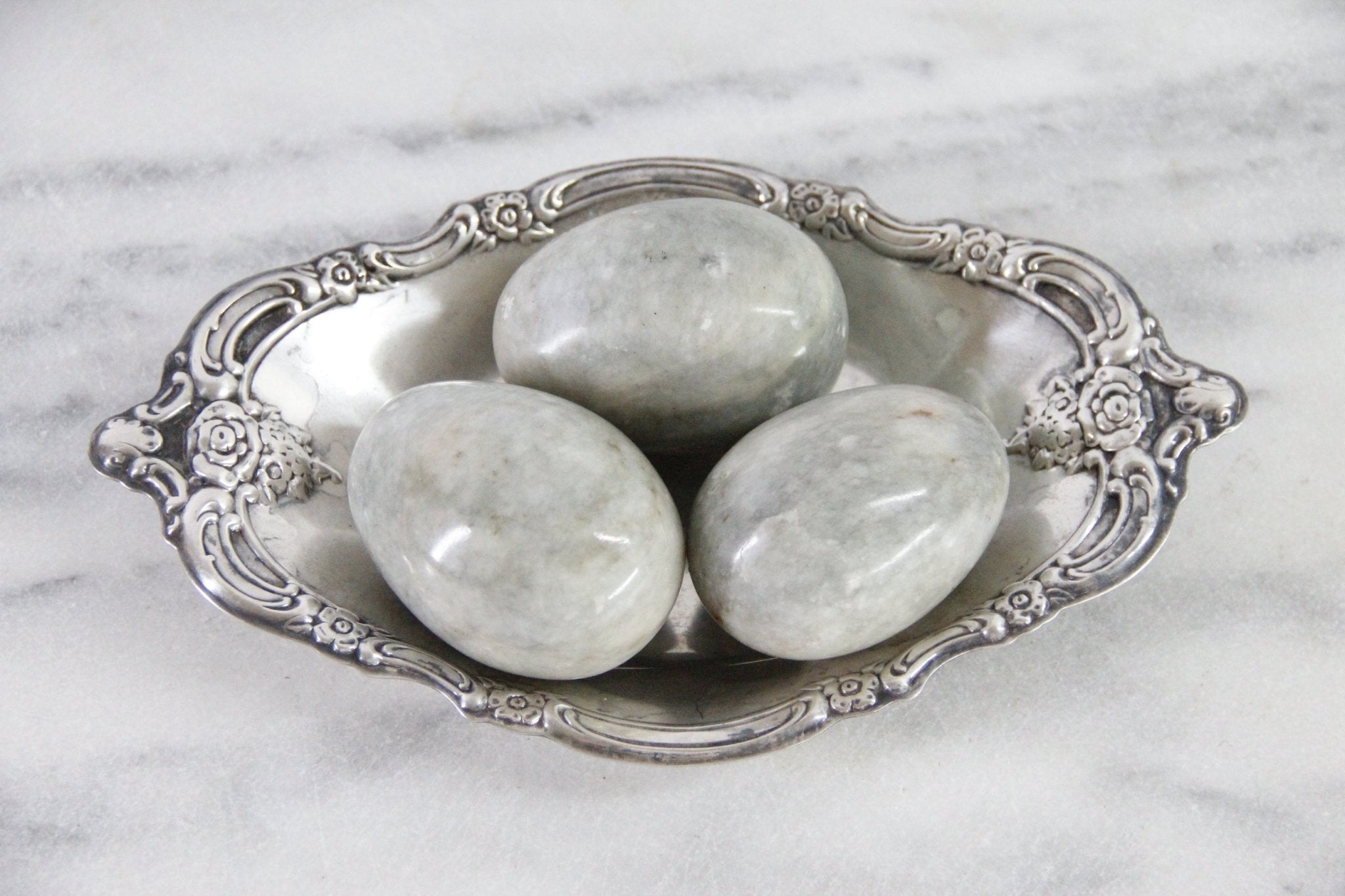Vintage Marble Eggs | Set of 3 Natural Carved Stone - Debra Hall Lifestyle