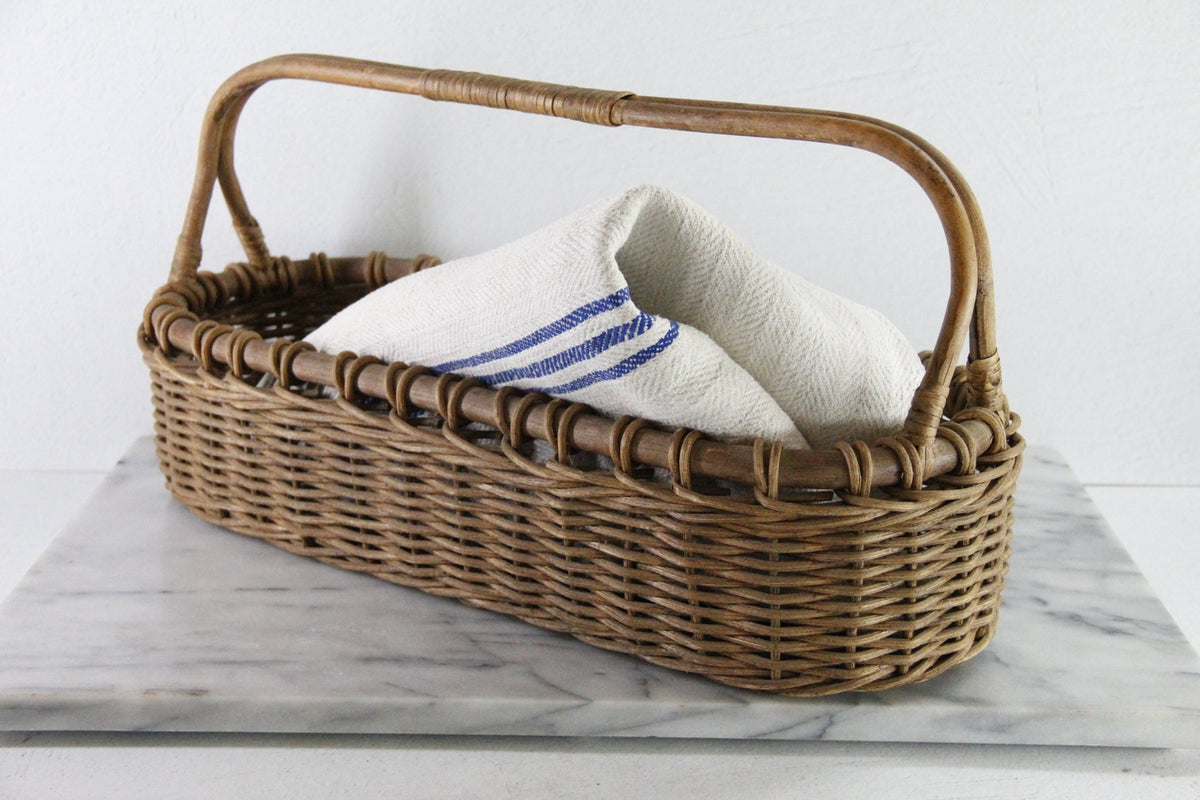 Vintage Market Basket | Large French Style Woven Basket - Debra Hall Lifestyle