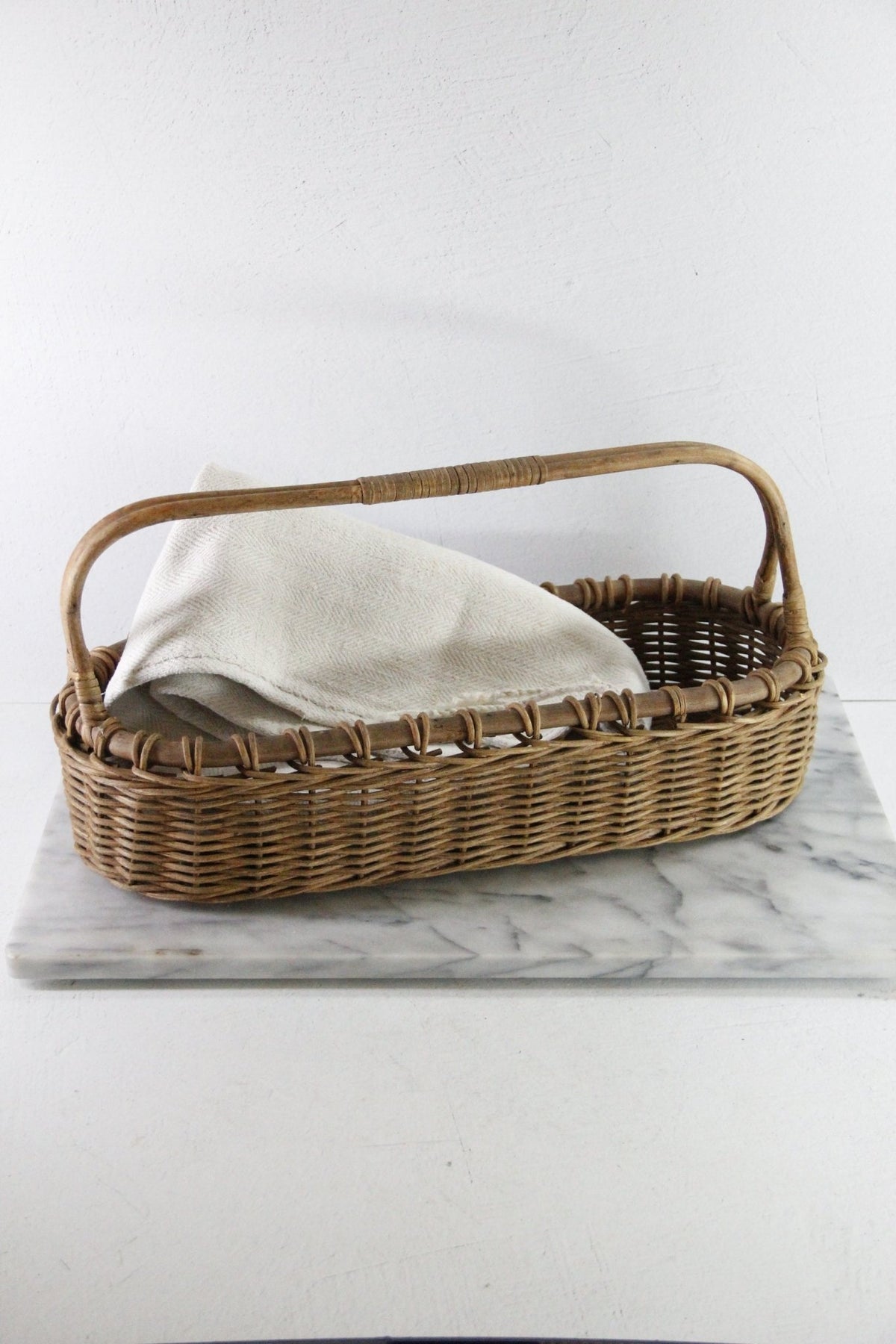 Vintage Market Basket | Large French Style Woven Basket - Debra Hall Lifestyle