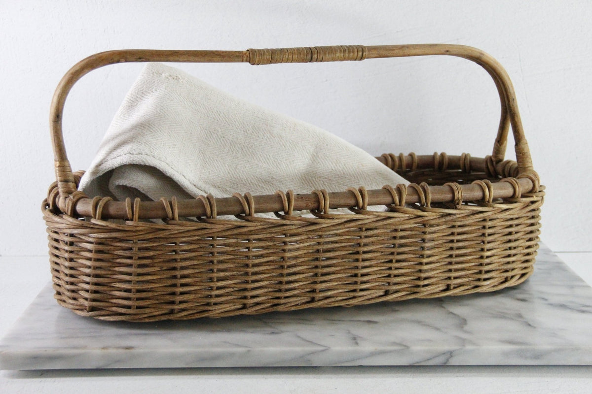 Vintage Market Basket | Large French Style Woven Basket - Debra Hall Lifestyle