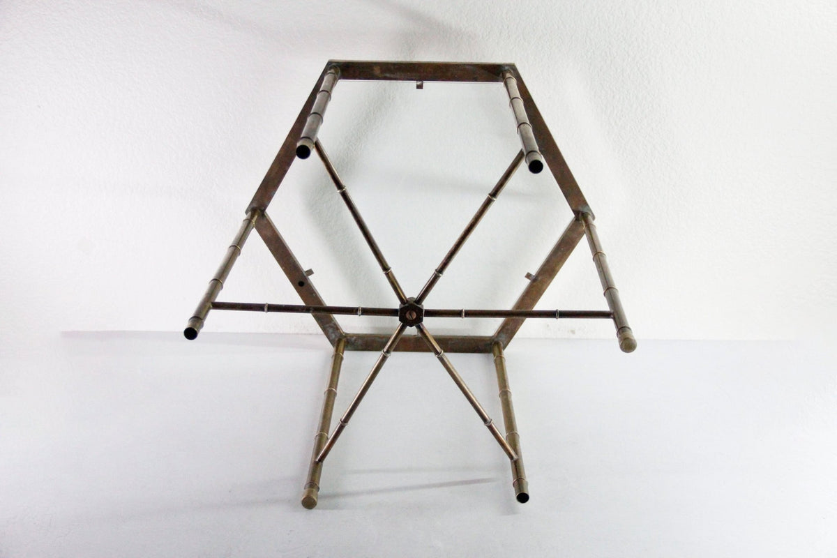 Vintage Mastercraft Brass Side Table | Faux Bamboo Hexagon Glass - Debra Hall Lifestyle