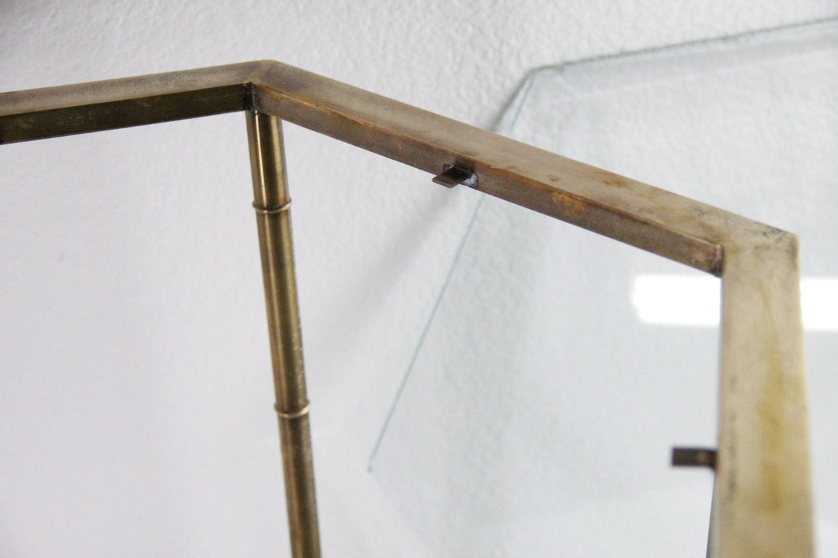 Vintage Mastercraft Brass Side Table | Faux Bamboo Hexagon Glass - Debra Hall Lifestyle