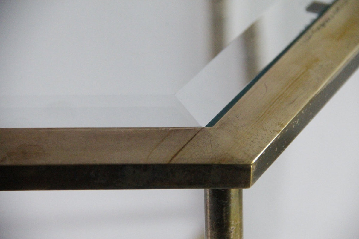Vintage Mastercraft Brass Side Table | Faux Bamboo Hexagon Glass - Debra Hall Lifestyle