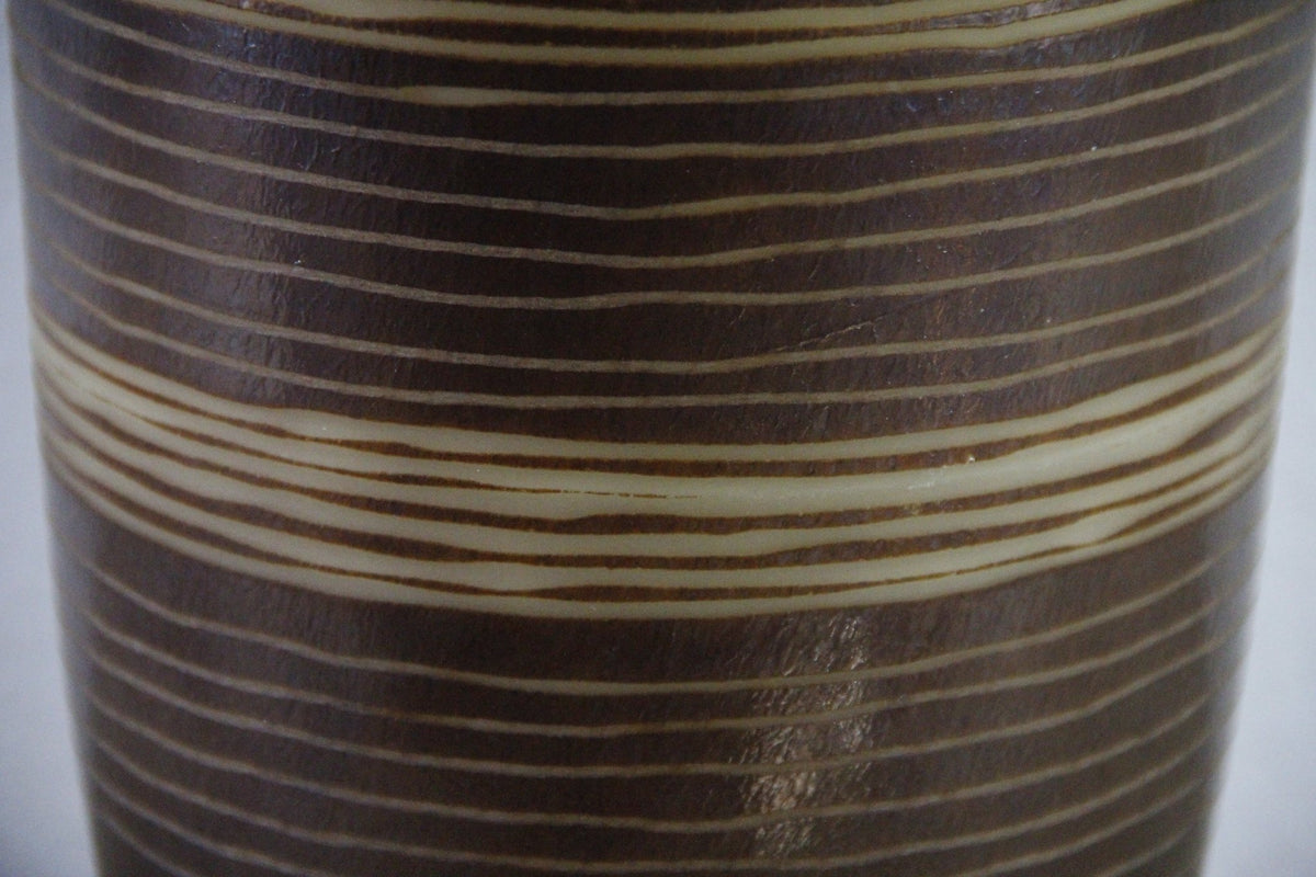Vintage MCM Cased Art Glass Vase Incised Striped Vessel - Debra Hall Lifestyle