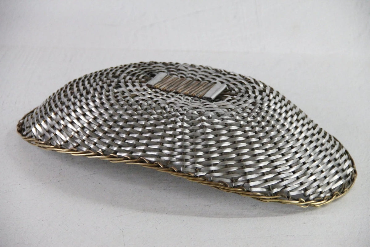 Vintage Metal Basket | Oval Woven Brass and Silver Bread Basket - Debra Hall Lifestyle