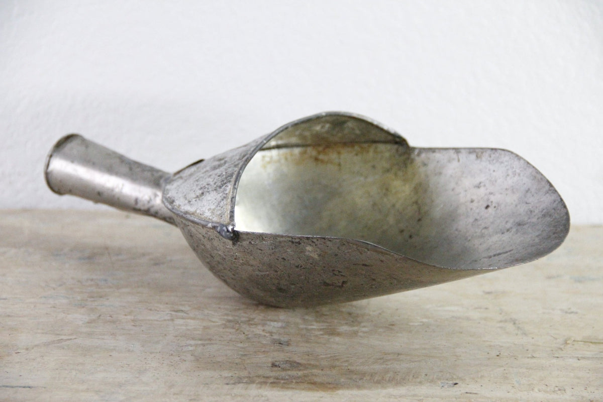Vintage Metal Grain Scoop Large Primitive Farmhouse Utility Scoop - Debra Hall Lifestyle