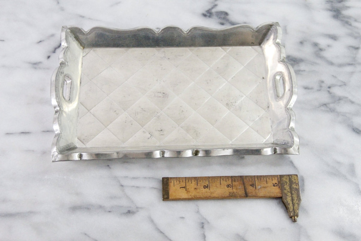 Vintage Mexican Tin Tray | Quilted Metal Over Wood Serving Tray - Debra Hall Lifestyle