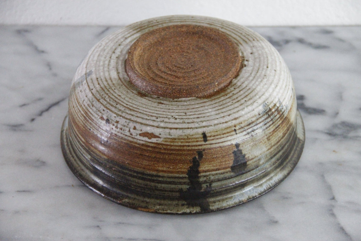 Vintage Midcentury Studio Pottery Bowl | Ribbed Stoneware - Debra Hall Lifestyle