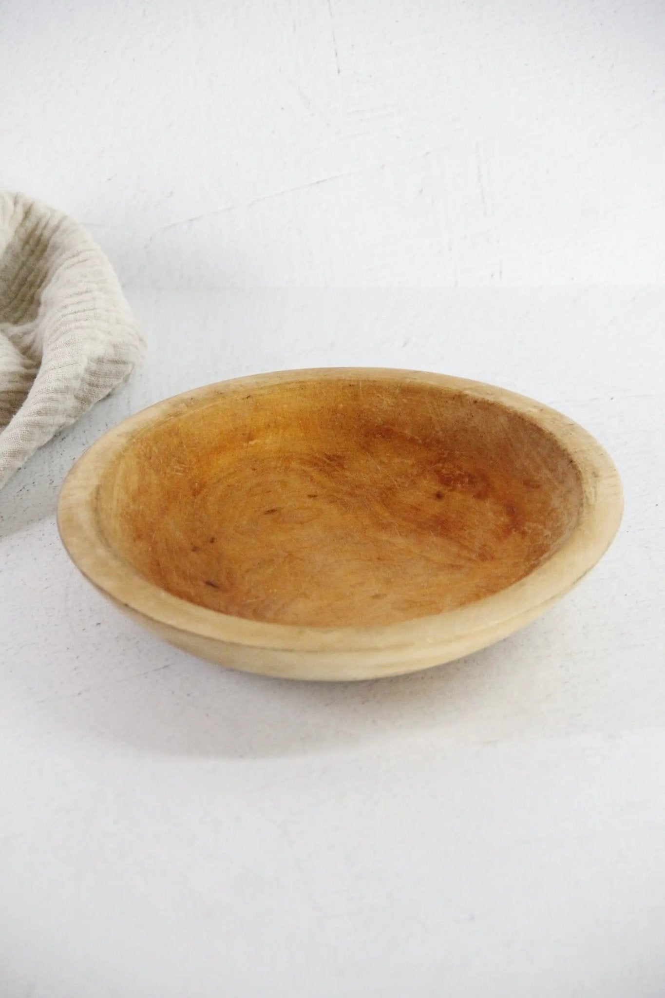 Vintage Munising Wood Bowl | Small Rustic Dough Bowl - Debra Hall Lifestyle