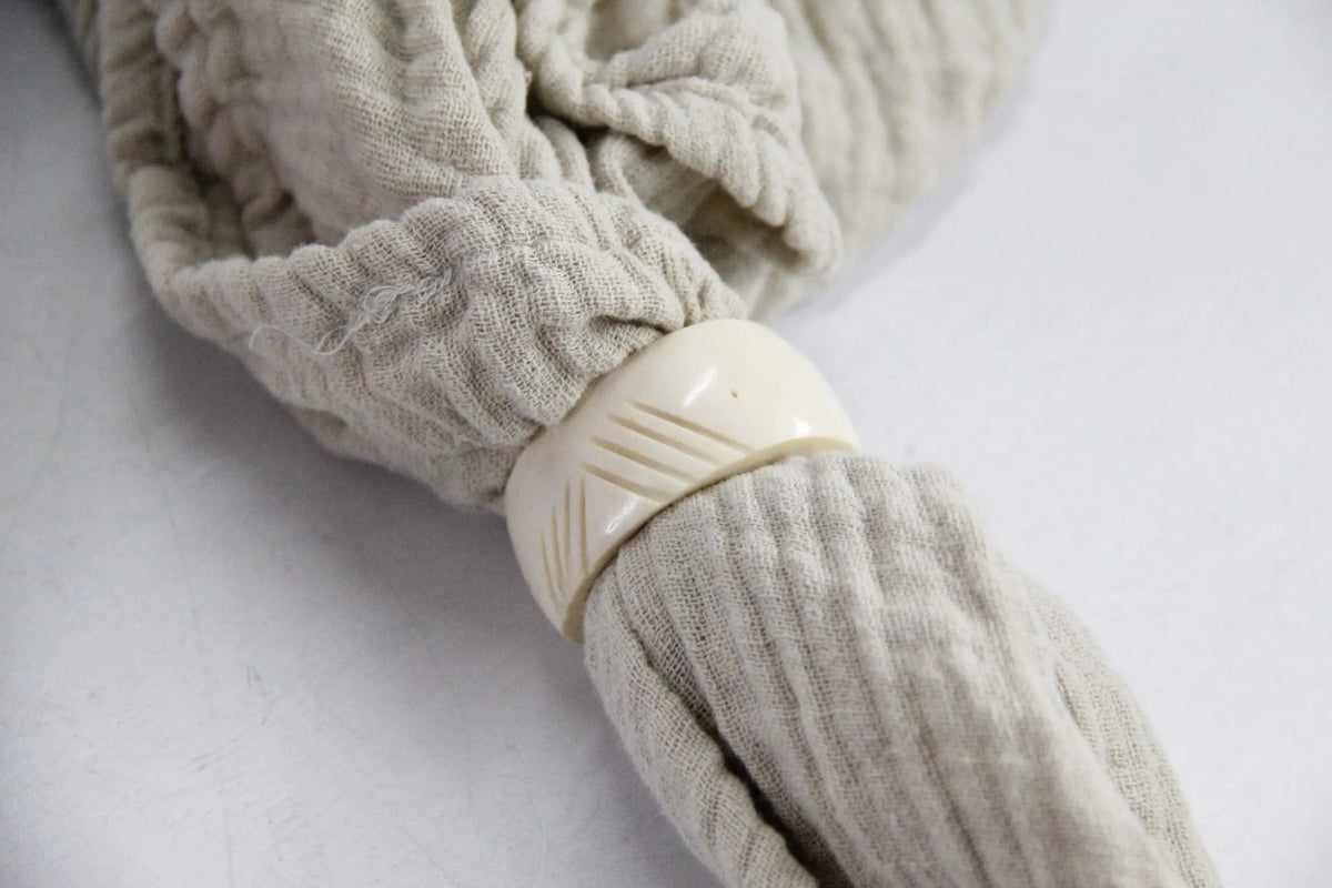 Vintage Napkin Ring | White Carved Bone-Natural 6 Pcs. - Debra Hall Lifestyle