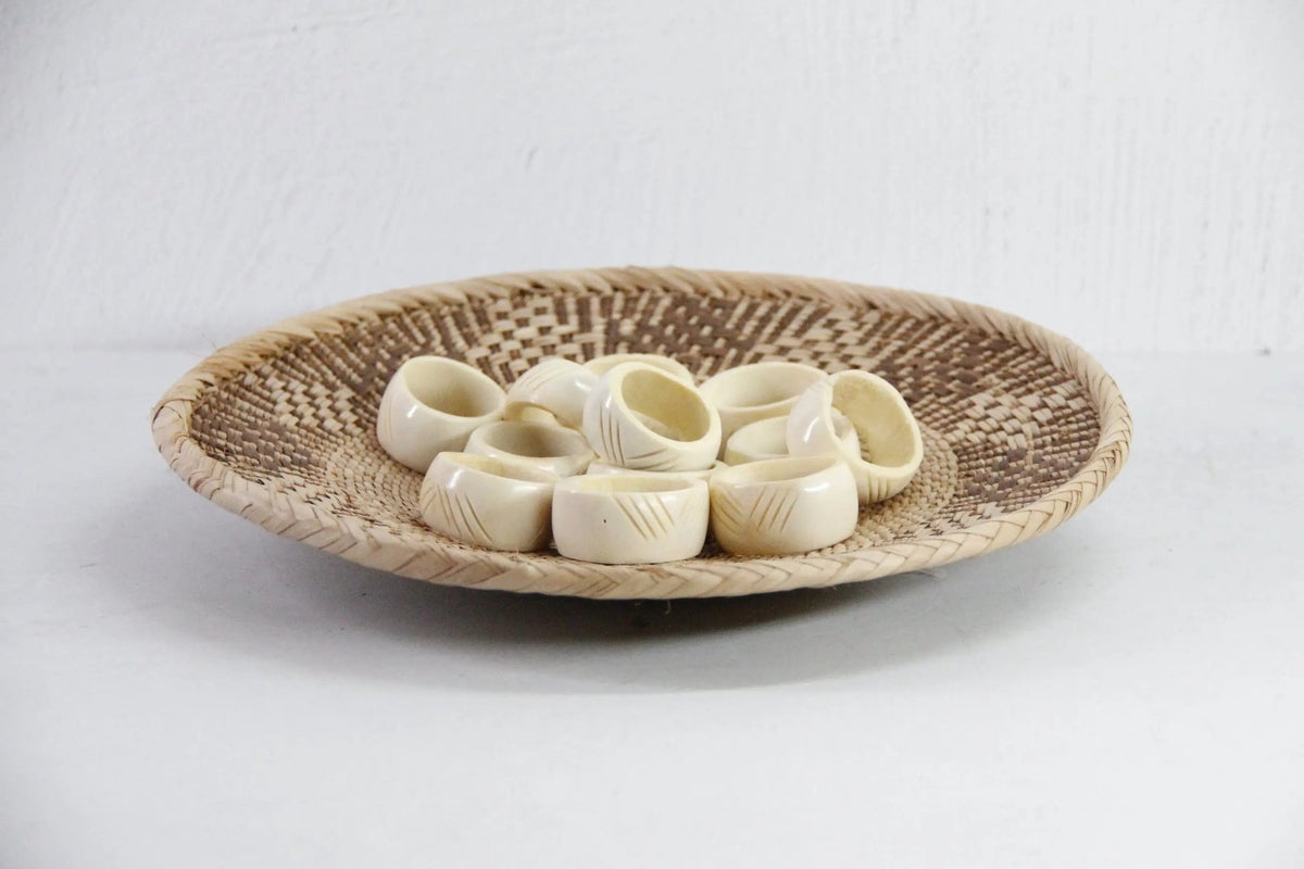 Vintage Napkin Ring | White Carved Bone-Natural 6 Pcs. - Debra Hall Lifestyle