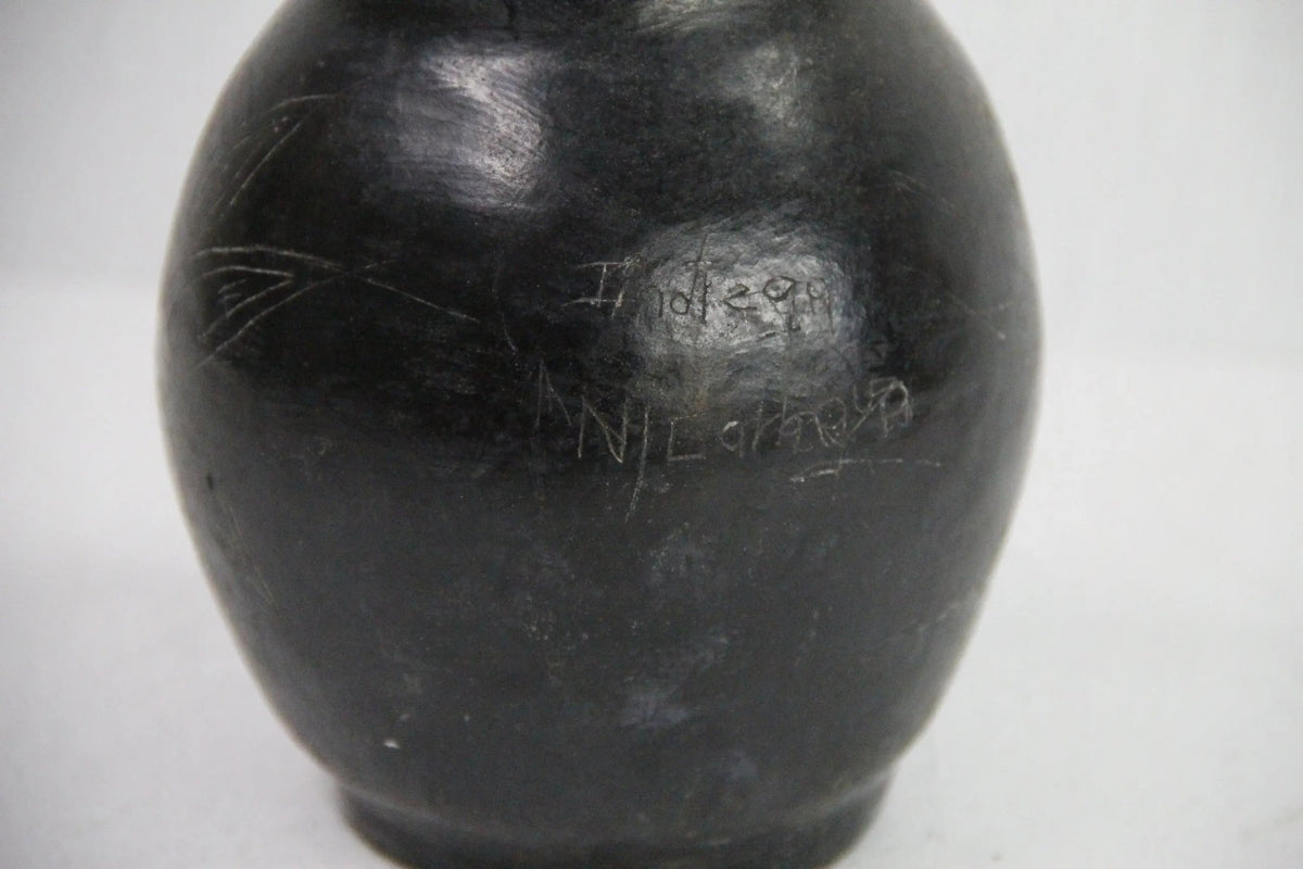 Vintage Oaxaca Black Pottery Vase | Signed - Vessel - Debra Hall Lifestyle