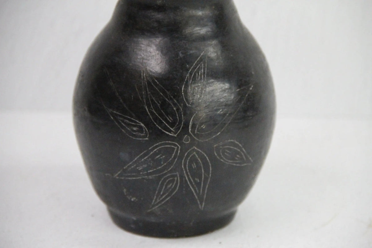 Vintage Oaxaca Black Pottery Vase | Signed - Vessel - Debra Hall Lifestyle