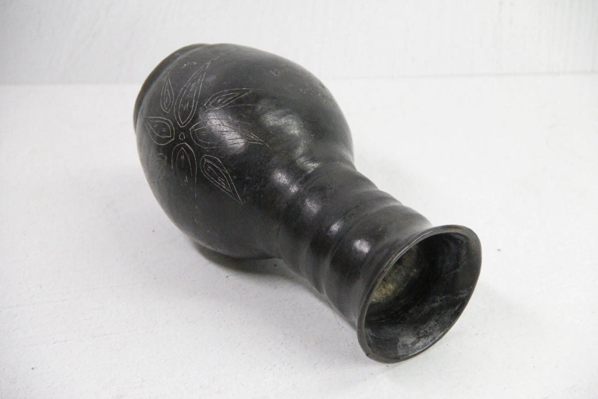 Vintage Oaxaca Black Pottery Vase | Signed - Vessel - Debra Hall Lifestyle
