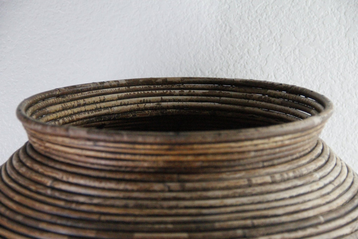 Vintage Pencil Reed Floor Vase | Large Rattan Basket - Debra Hall Lifestyle