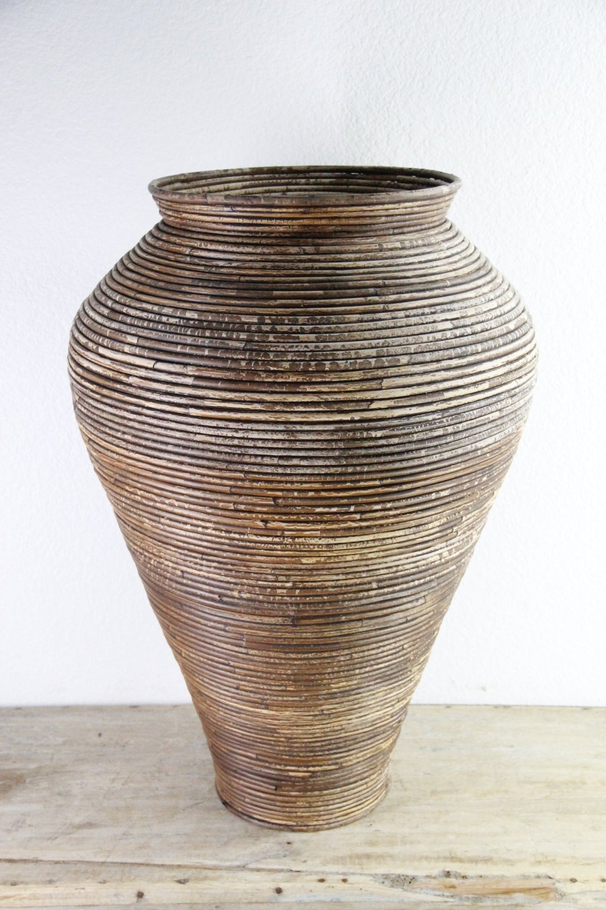 Vintage Pencil Reed Floor Vase | Large Rattan Basket - Debra Hall Lifestyle