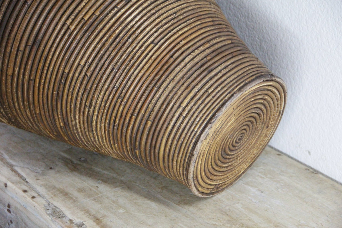 Vintage Pencil Reed Floor Vase | Large Rattan Basket - Debra Hall Lifestyle