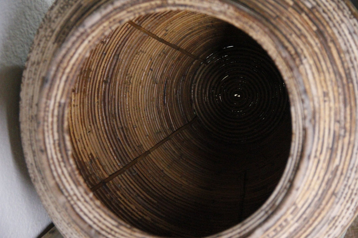 Vintage Pencil Reed Floor Vase | Large Rattan Basket - Debra Hall Lifestyle