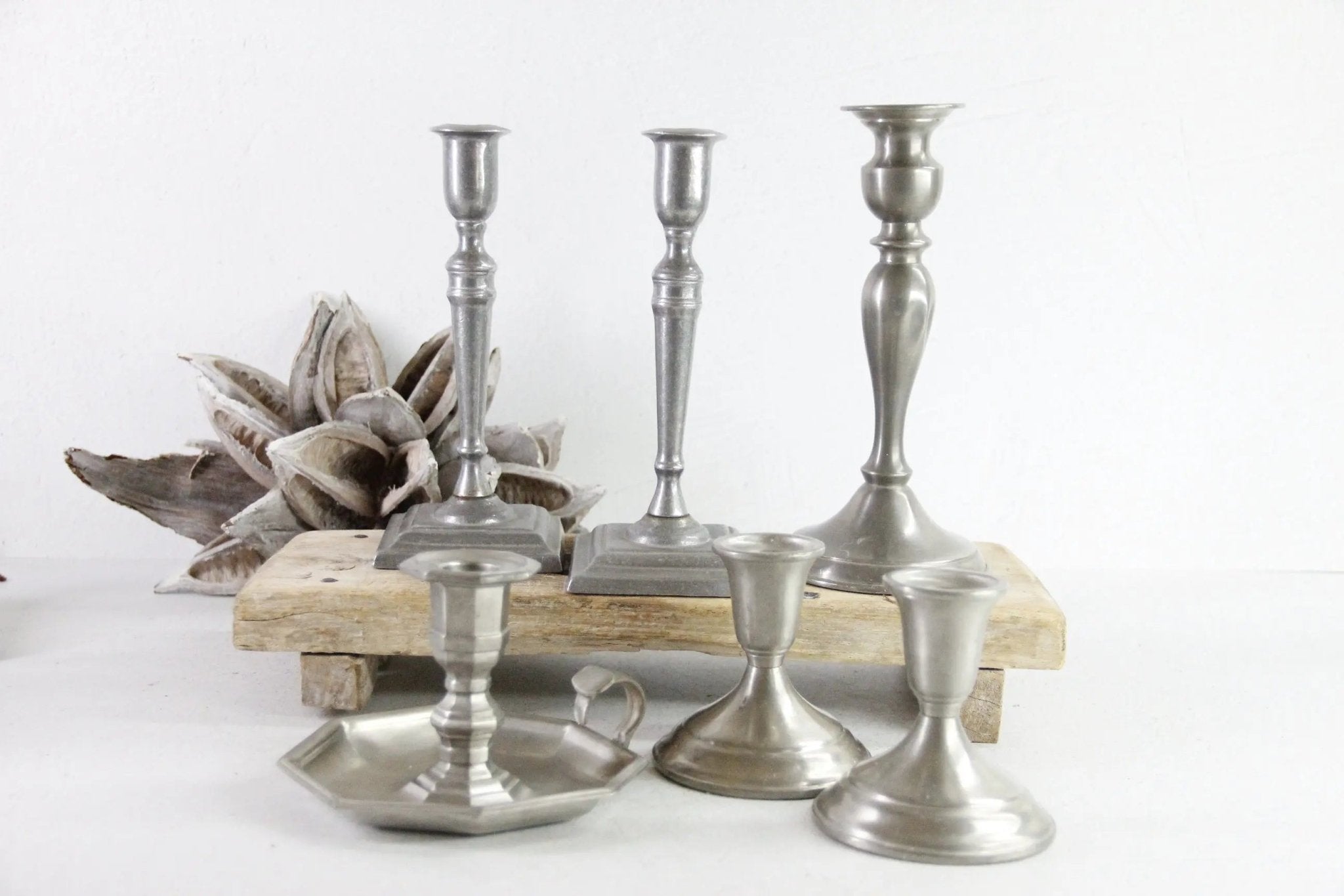 Vintage Pewter Candle Holder | Scandinavia Hygge Decor - Debra Hall Lifestyle