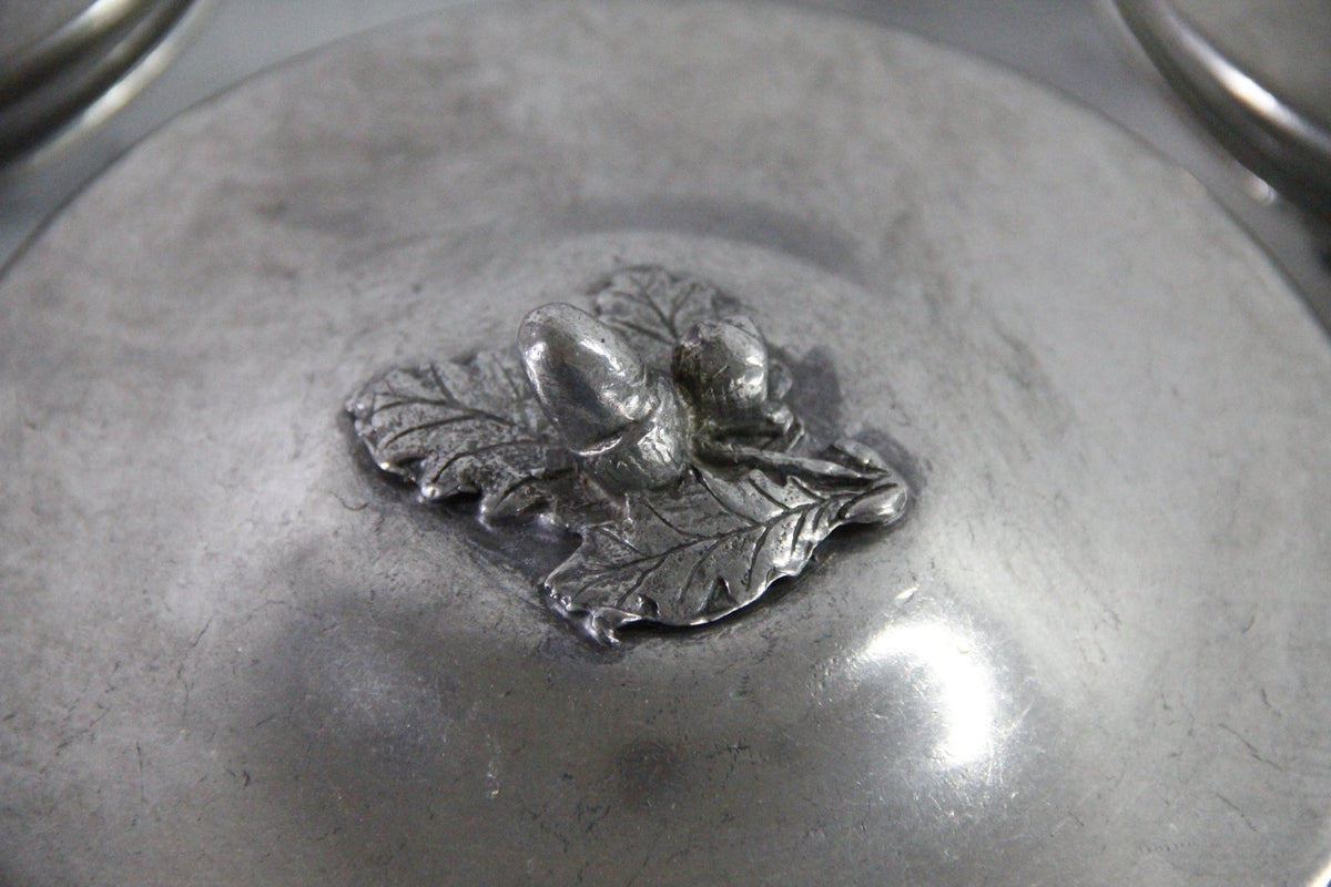 Vintage Pewter Serving Bowl | Footed Glass Liner Dish - Debra Hall Lifestyle