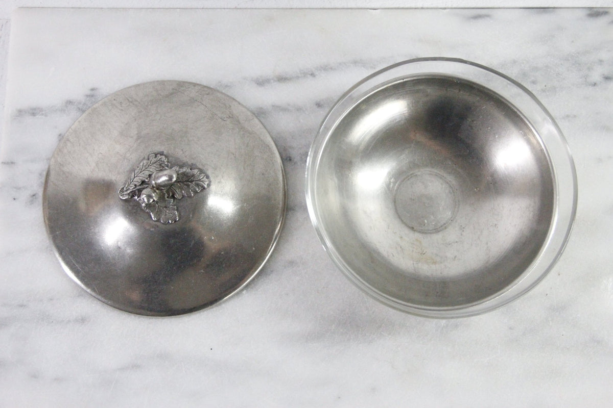 Vintage Pewter Serving Bowl | Footed Glass Liner Dish - Debra Hall Lifestyle