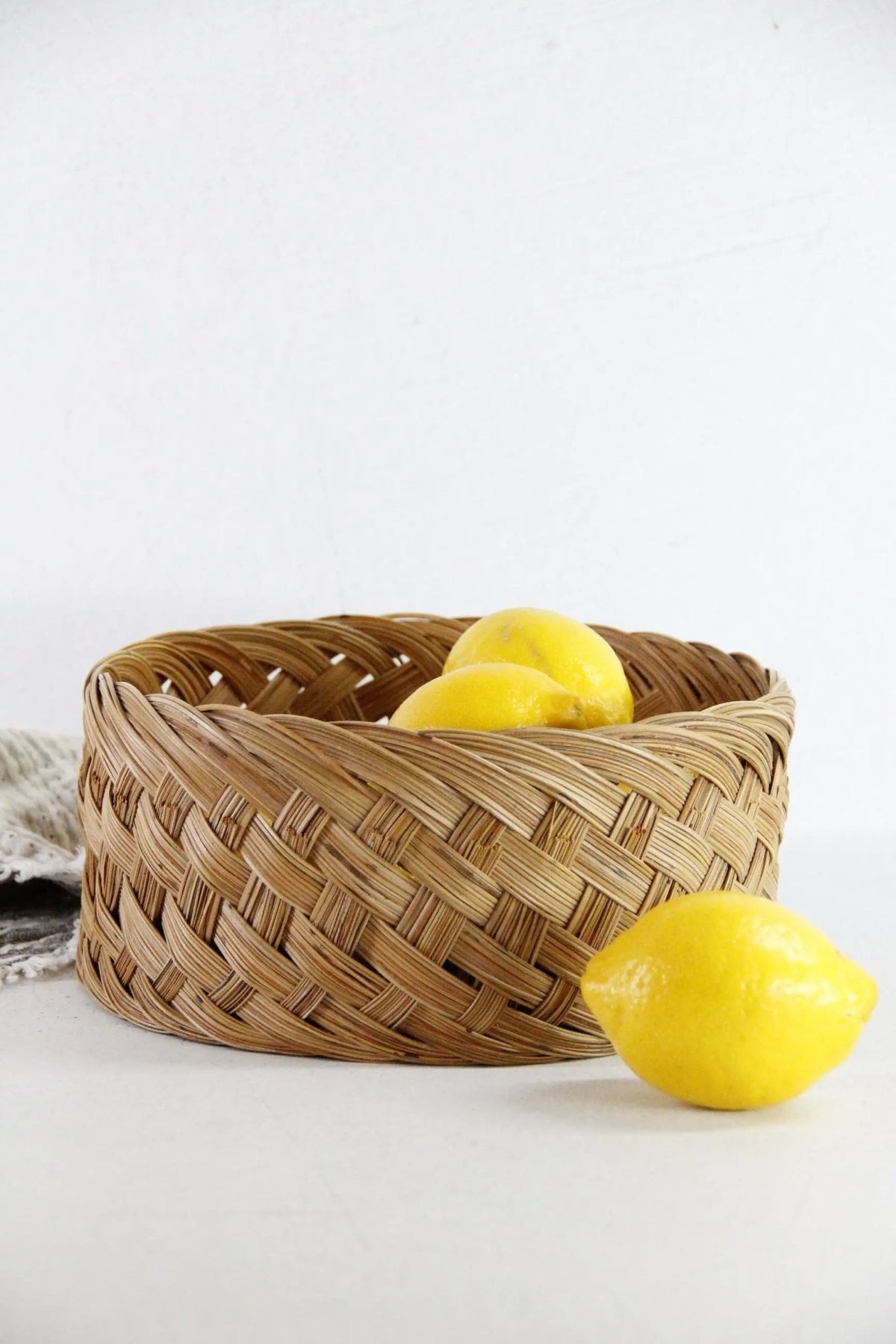 Vintage Plant Basket | Boho Hand Woven Bamboo - Debra Hall Lifestyle