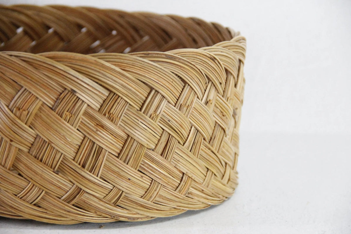 Vintage Plant Basket | Boho Hand Woven Bamboo - Debra Hall Lifestyle