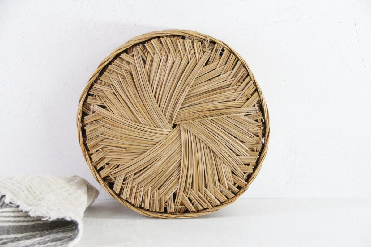 Vintage Plant Basket | Boho Hand Woven Bamboo - Debra Hall Lifestyle