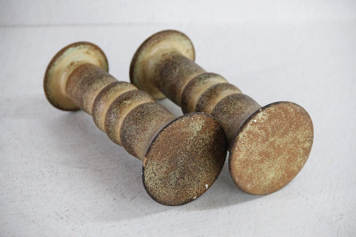 Vintage Pottery Candle Holders Pair | Studio Artisan Made - Debra Hall Lifestyle