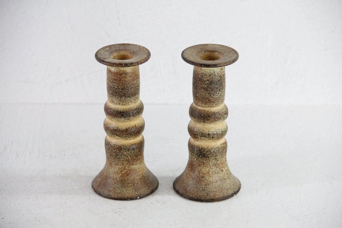 Vintage Pottery Candle Holders Pair | Studio Artisan Made - Debra Hall Lifestyle
