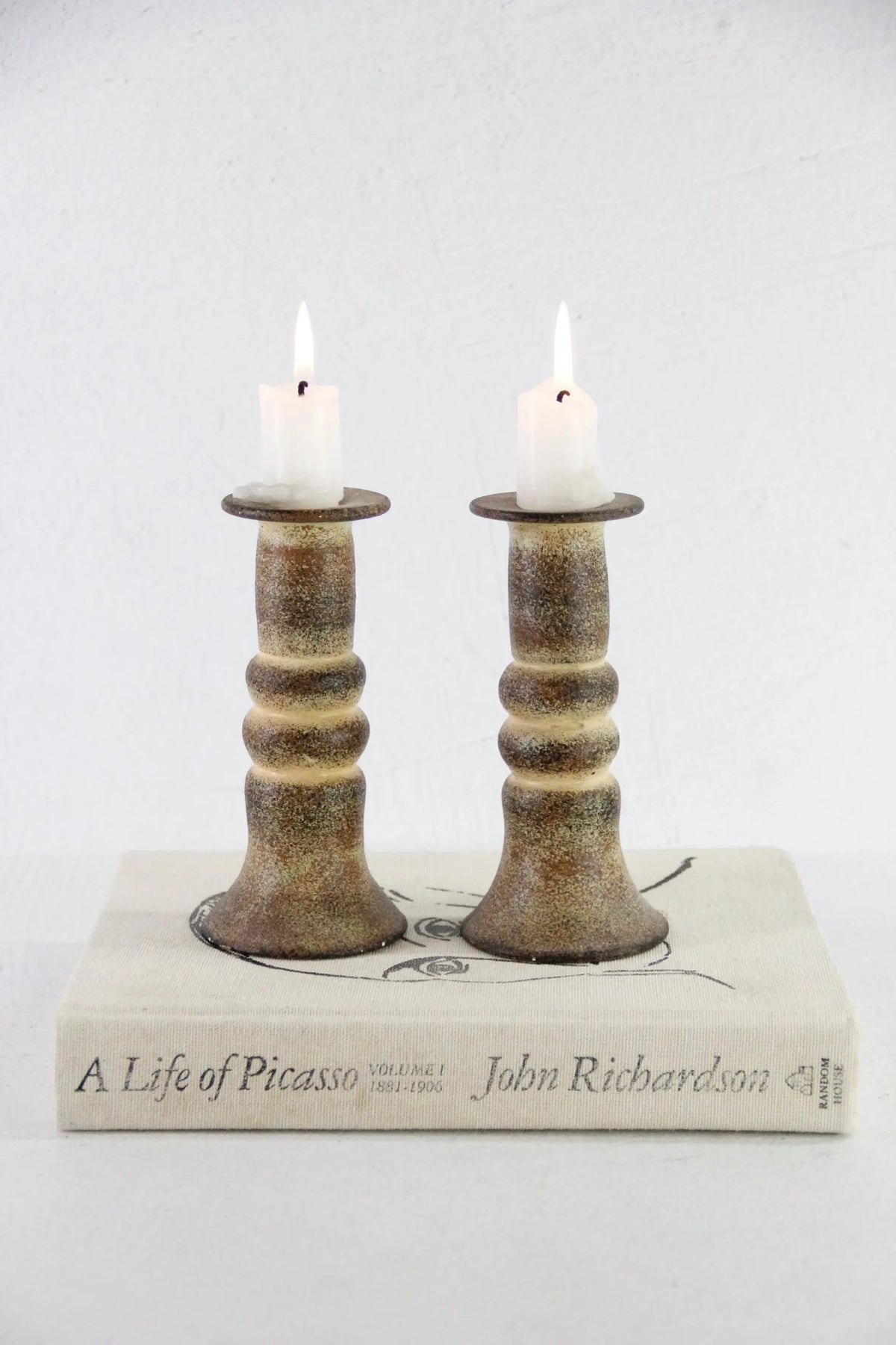 Vintage Pottery Candle Holders Pair | Studio Artisan Made - Debra Hall Lifestyle