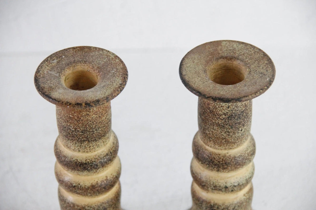 Vintage Pottery Candle Holders Pair | Studio Artisan Made - Debra Hall Lifestyle