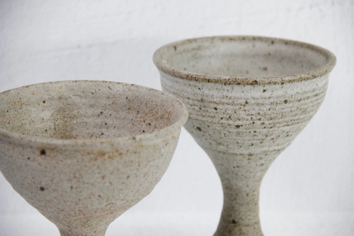 Vintage Pottery Goblets | Neutral Studio Art-Beige - Debra Hall Lifestyle