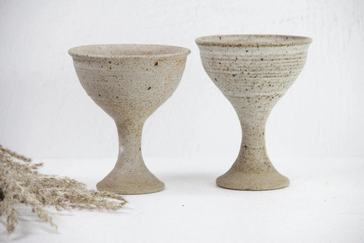 Vintage Pottery Goblets | Neutral Studio Art-Beige - Debra Hall Lifestyle