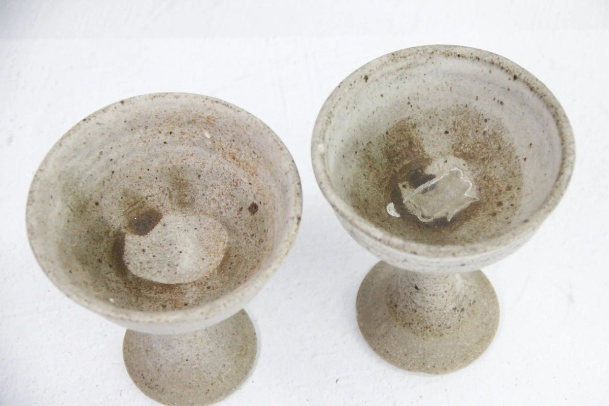 Vintage Pottery Goblets | Neutral Studio Art-Beige - Debra Hall Lifestyle