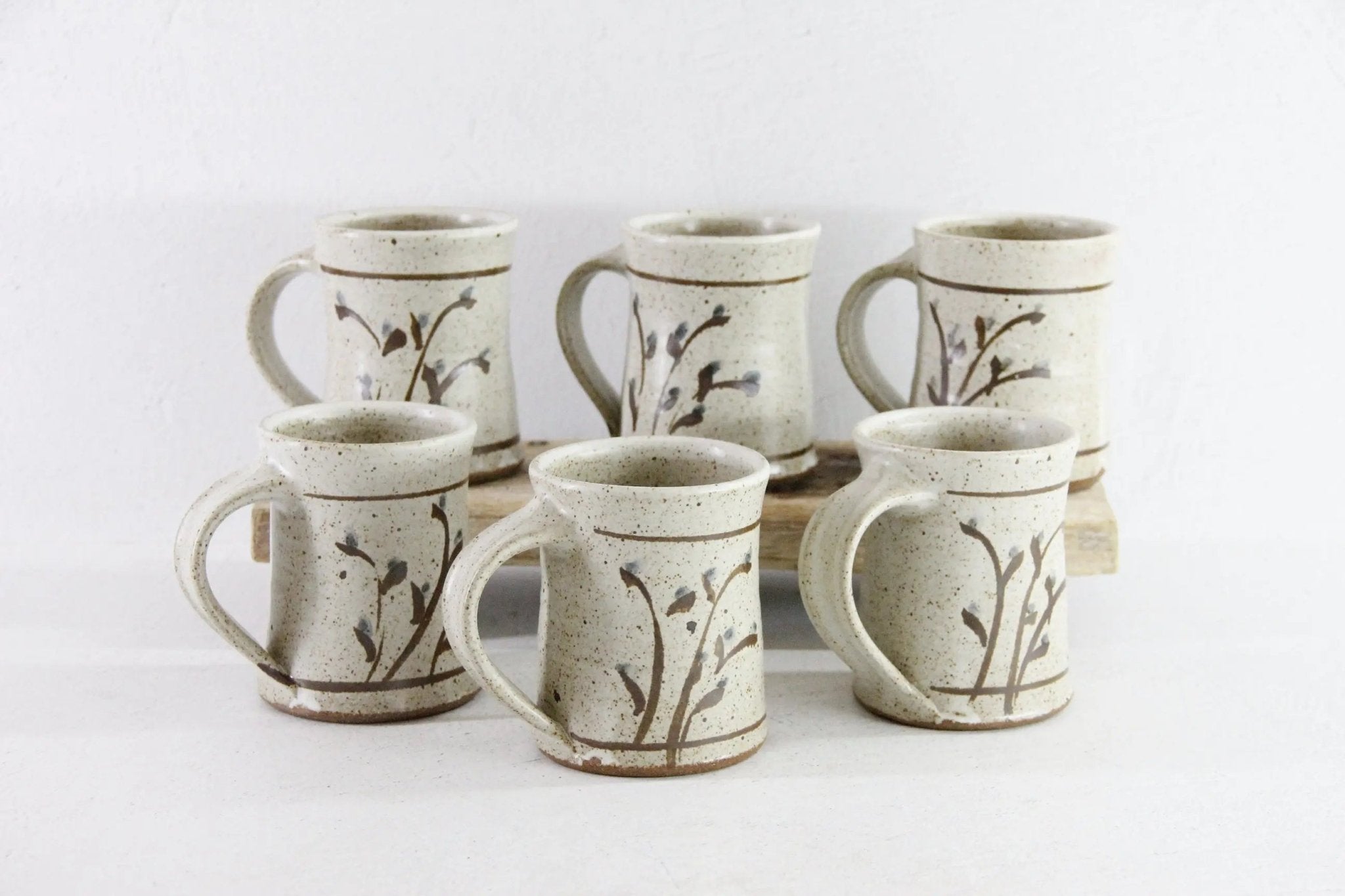 Vintage Pottery Mugs | 6 Hand Made One of a Kind Cup - Debra Hall Lifestyle